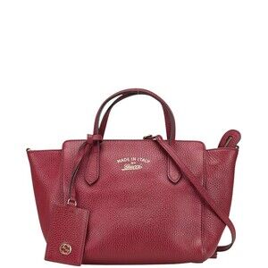 Gucci Swing Handbag Shoulder Bag Purple Leather